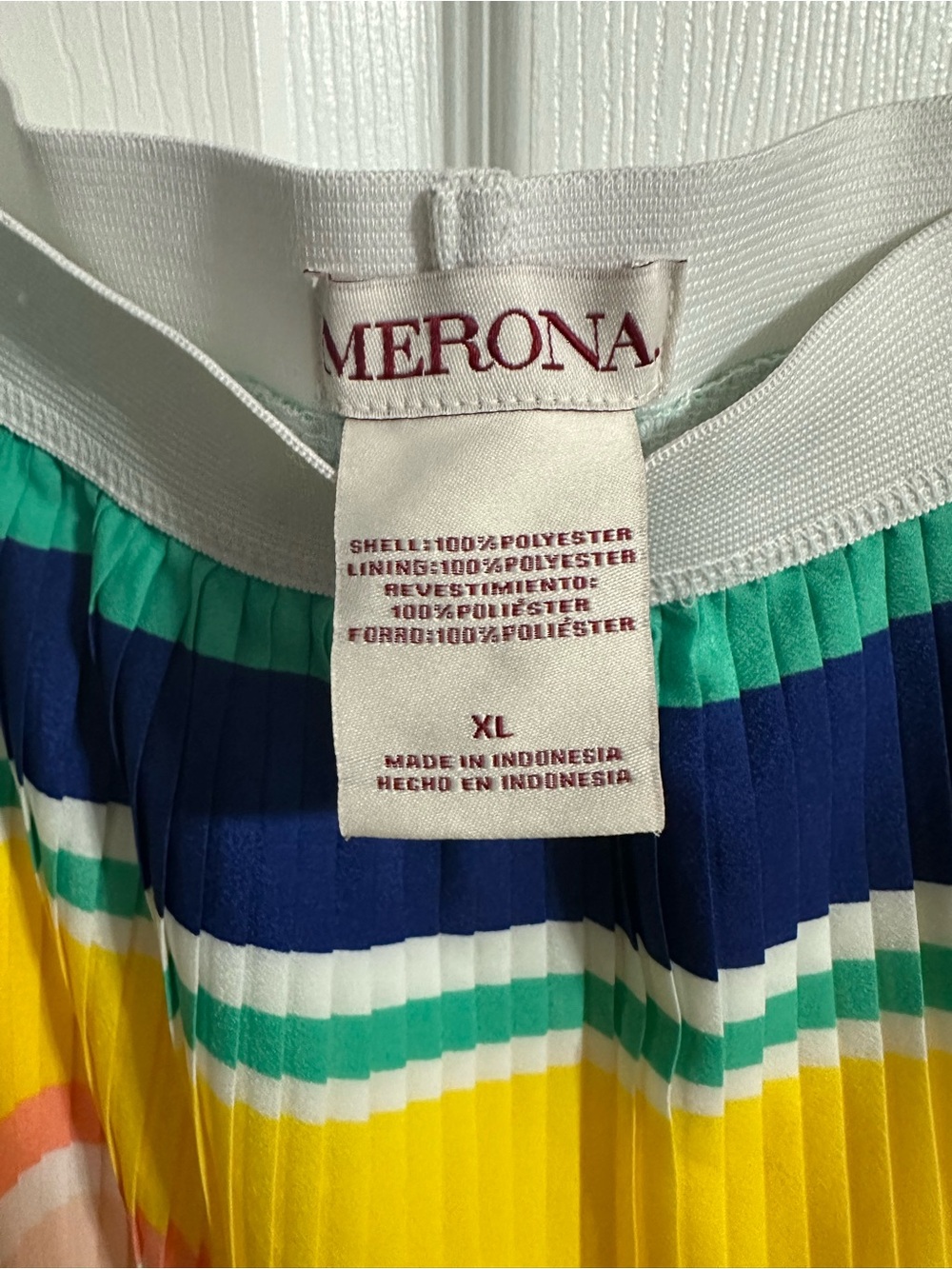 Merona Multicolor Pleated A-Line Skirt in Blue, Green, Yellow